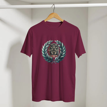 Sunset Geometric Olive Branch Arabic Tee, Arabic graphic design by Cairo NYC (view 2)