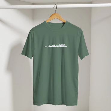 Cairo Cityscape Retro Arabic Tee in Military Green, Arabic graphic design by Cairo NYC