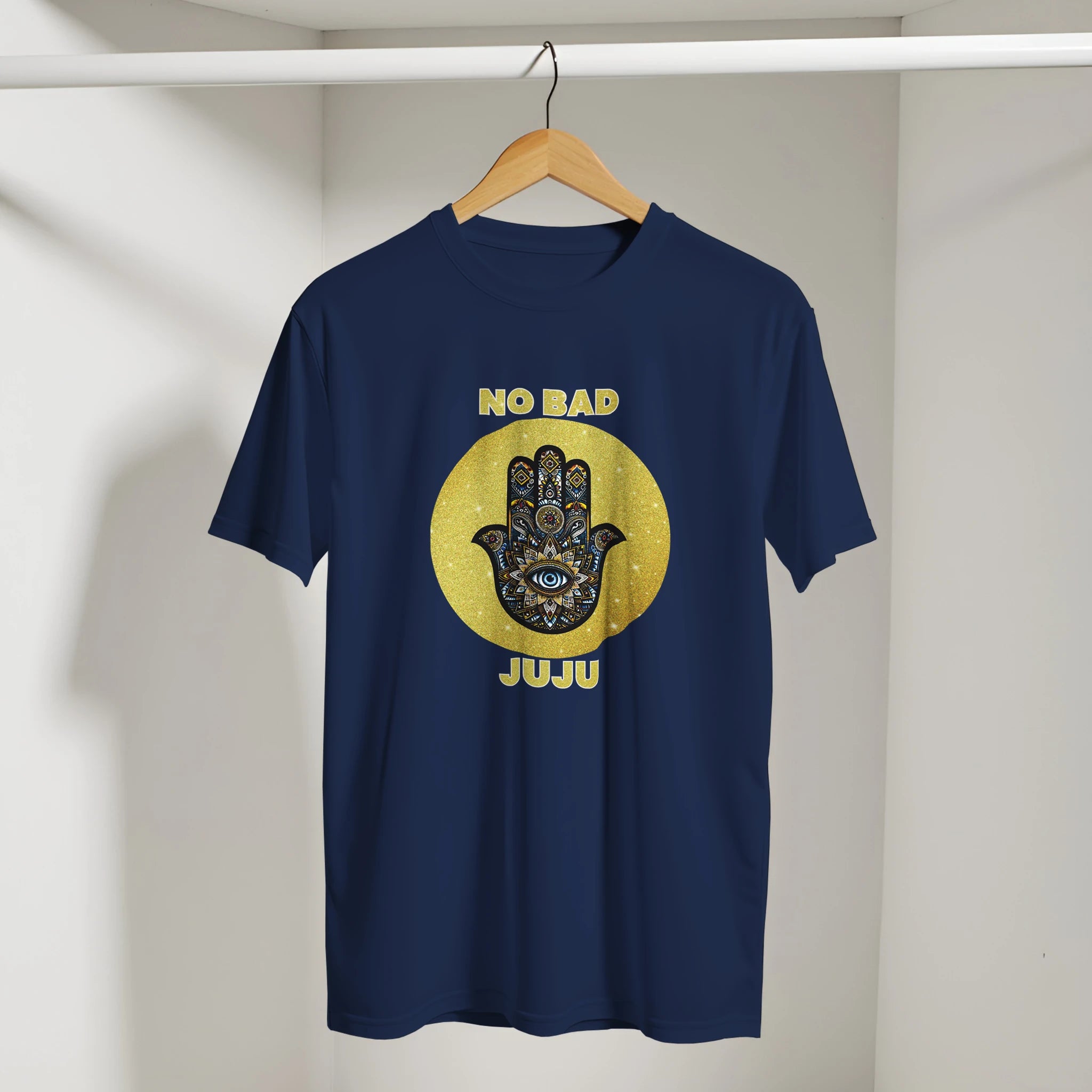 Hamsa Evil Eye Arabic Tee in Navy, Arabic graphic design by Cairo NYC