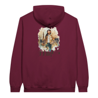 Modern Cairo Urban Mystique Hoodie in Watercolor Hues in Maroon, Arabic graphic design by Cairo NYC