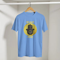 Hamsa Evil Eye Arabic Tee in Carolina Blue, Arabic graphic design by Cairo NYC