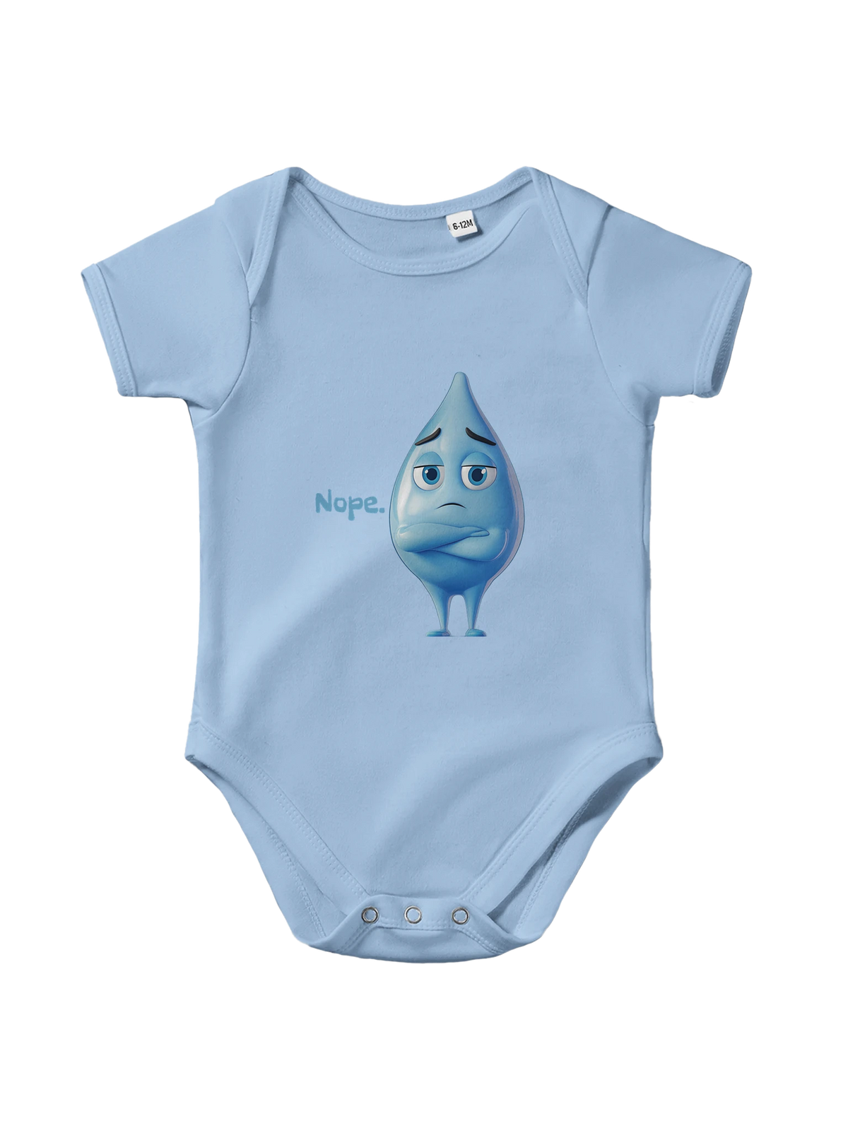 Nope Funny Baby Onesie in Baby Blue, Arabic graphic design by Cairo NYC