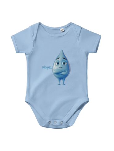 Nope Funny Baby Onesie in Baby Blue, Arabic graphic design by Cairo NYC