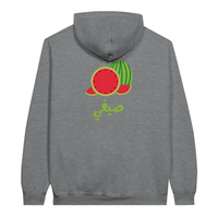 Vibrant Watermelon Summer Arabic Script Hoodie in Sport Grey, Arabic graphic design by Cairo NYC