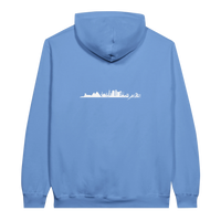 Cairo Skyline Silhouette Hoodie in Carolina Blue, Arabic graphic design by Cairo NYC