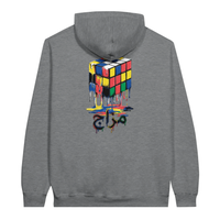 Melting Rubik's Cube Art Hoodie in Sport Grey, Arabic graphic design by Cairo NYC