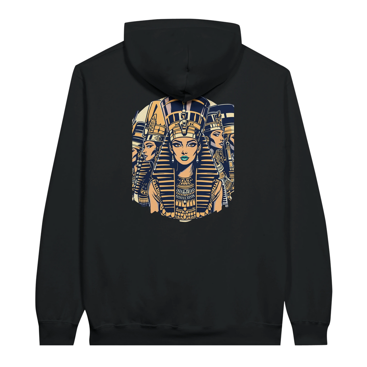 Ancient Egypt Queens hoodie in Black, Arabic graphic design by Cairo NYC
