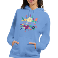 It's a Vibe Floral Arabic Hoodie in Carolina Blue, Arabic graphic design by Cairo NYC