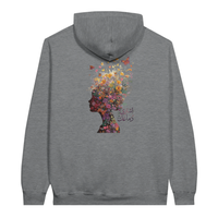 Floral Fantasy Head Profile Hoodie in Sport Grey, Arabic graphic design by Cairo NYC