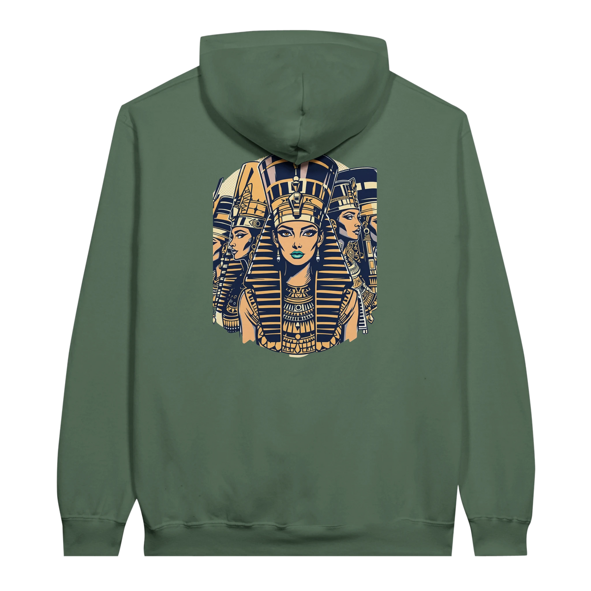 Ancient Egypt Queens hoodie in Military Green, Arabic graphic design by Cairo NYC