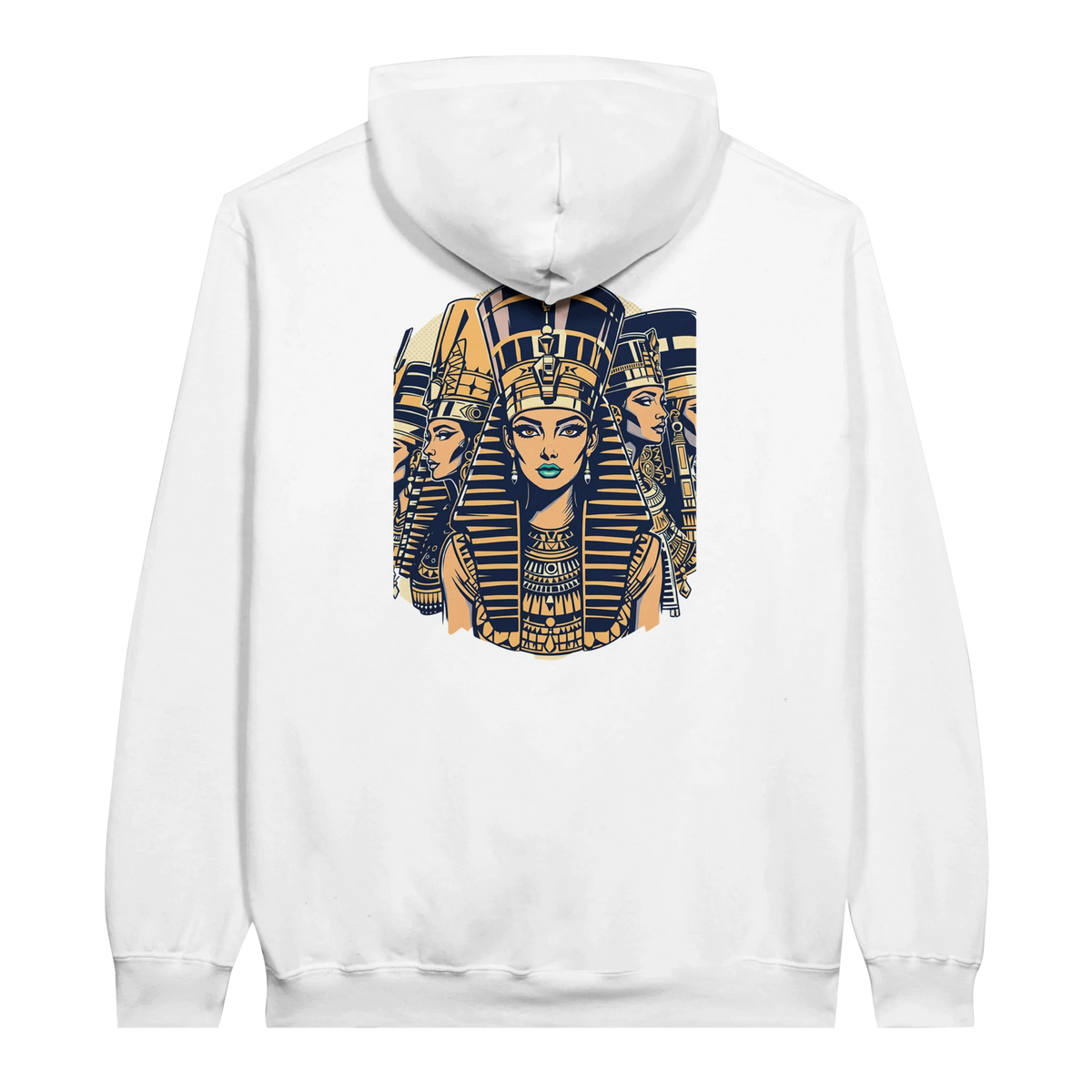 Ancient Egypt Queens hoodie in White, Arabic graphic design by Cairo NYC