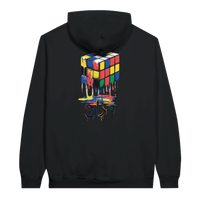 Melting Rubik's Cube Art Hoodie in Black, Arabic graphic design by Cairo NYC