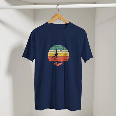 Eshta Retro Sunset Basketball Tee, Arabic graphic design by Cairo NYC (view 15)