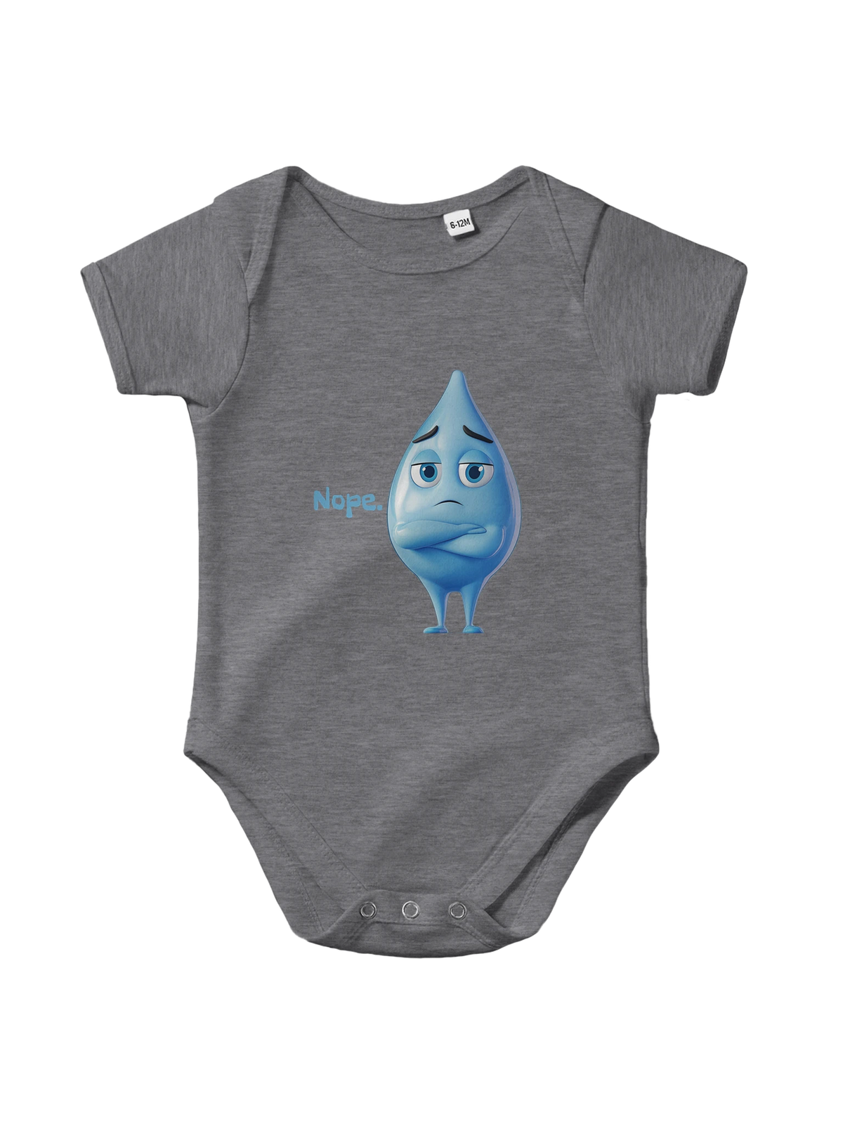 Nope Funny Baby Onesie in Heather Gray, Arabic graphic design by Cairo NYC