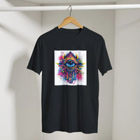 Hamsa Hand and Eye Arabic Tee, Arabic graphic design by Cairo NYC (view 10)