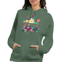 It's a Vibe Floral Arabic Hoodie in Military Green, Arabic graphic design by Cairo NYC