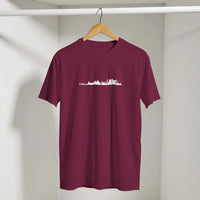 Cairo Cityscape Retro Arabic Tee in Maroon, Arabic graphic design by Cairo NYC