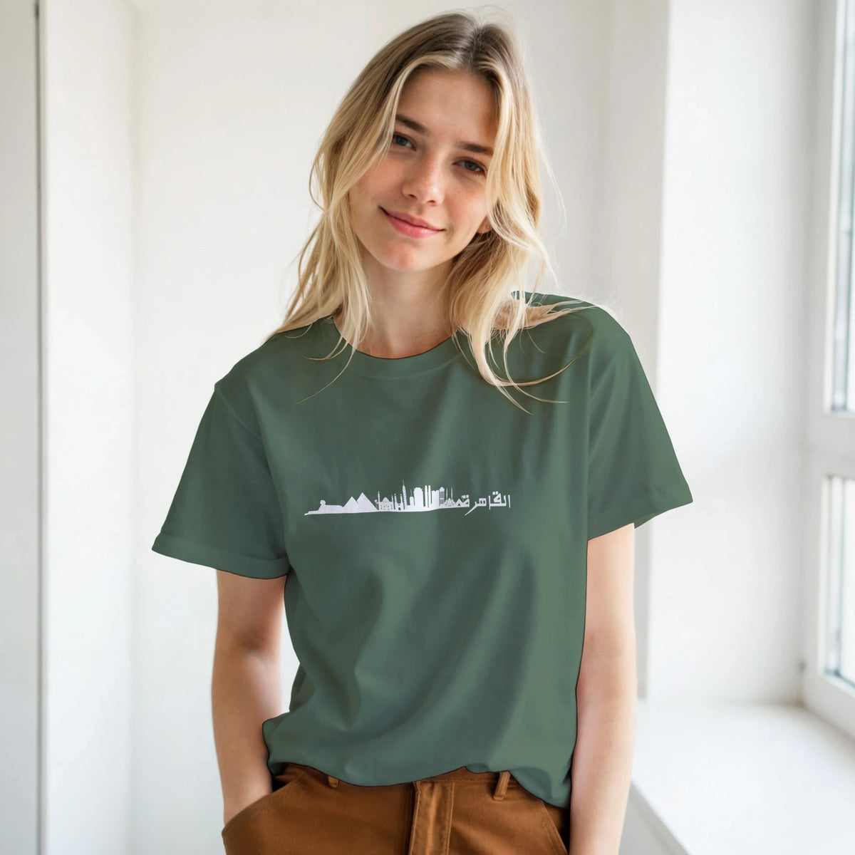 Cairo Skyline Sunset Arabic Tee, Arabic graphic design by Cairo NYC (view 11)