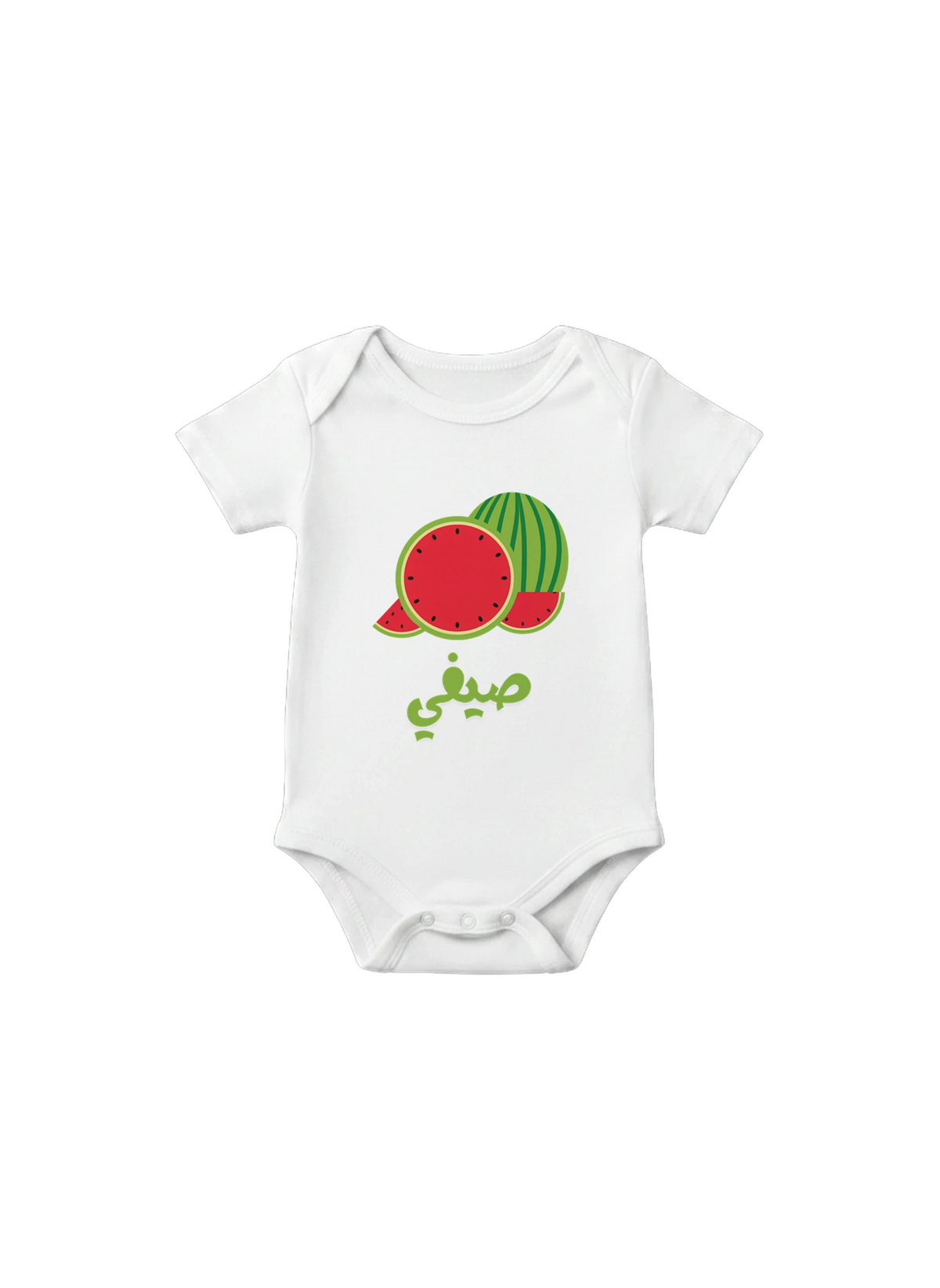 Sweet Summer Watermelon Infant Onesie in White, Arabic graphic design by Cairo NYC