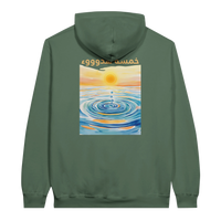 Peaceful Zen Ripple Arabic Hoodie in Military Green, Arabic graphic design by Cairo NYC