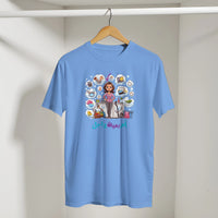 Arabic Mom Streetwear Tee in Carolina Blue, Arabic graphic design by Cairo NYC
