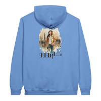Modern Cairo Urban Mystique Hoodie in Watercolor Hues in Carolina Blue, Arabic graphic design by Cairo NYC