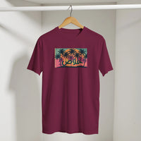 Khalas Sunset Tee in Maroon, Arabic graphic design by Cairo NYC