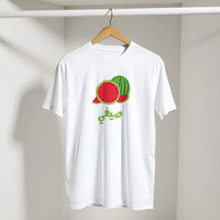 Watermelon Summer Vibes Arabic Tee in White, Arabic graphic design by Cairo NYC