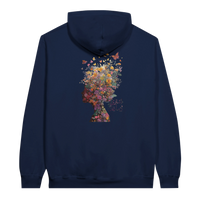 Floral Fantasy Head Profile Hoodie in Navy, Arabic graphic design by Cairo NYC