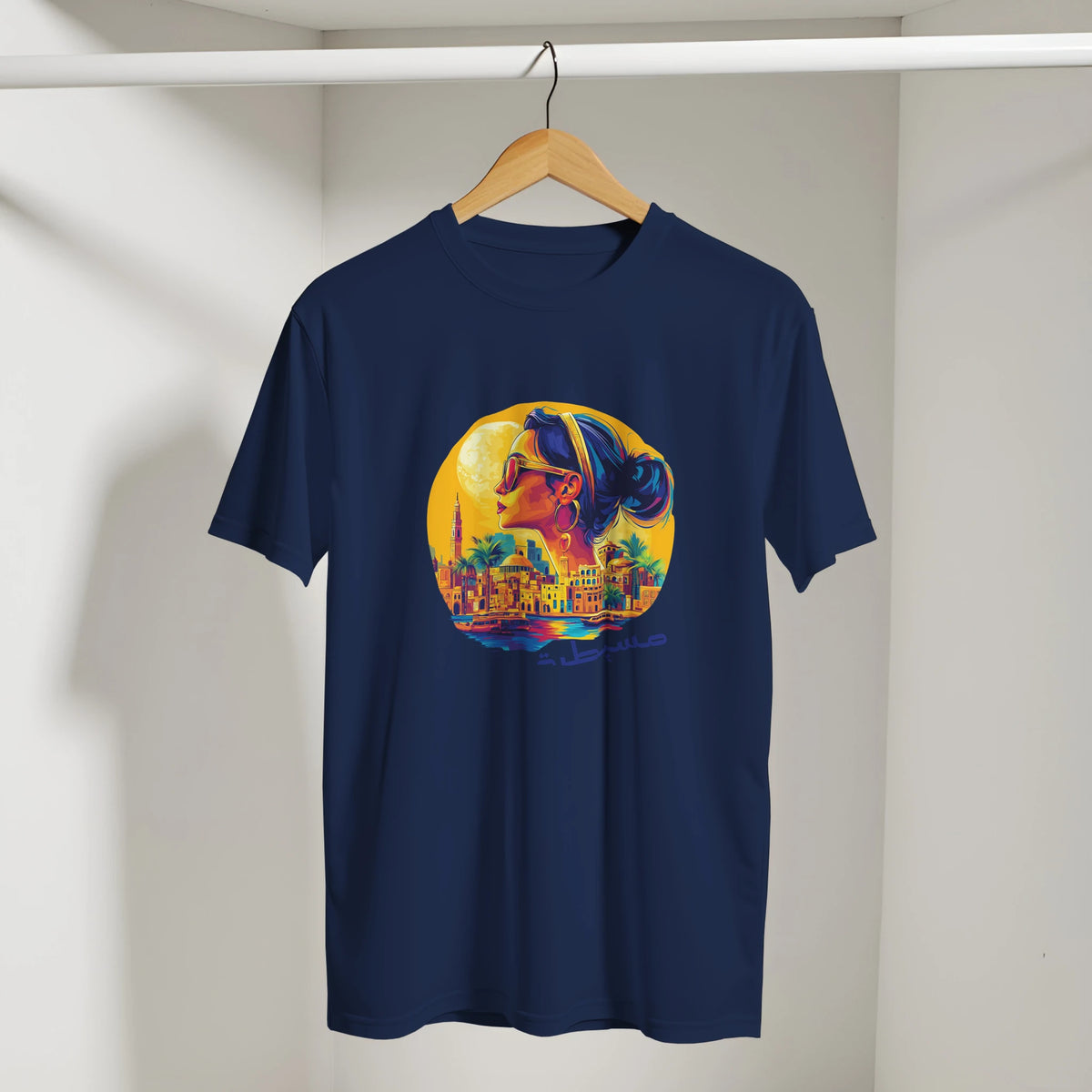 Egyptian Sunset Diva Cityscape Tee, Arabic graphic design by Cairo NYC (view 13)