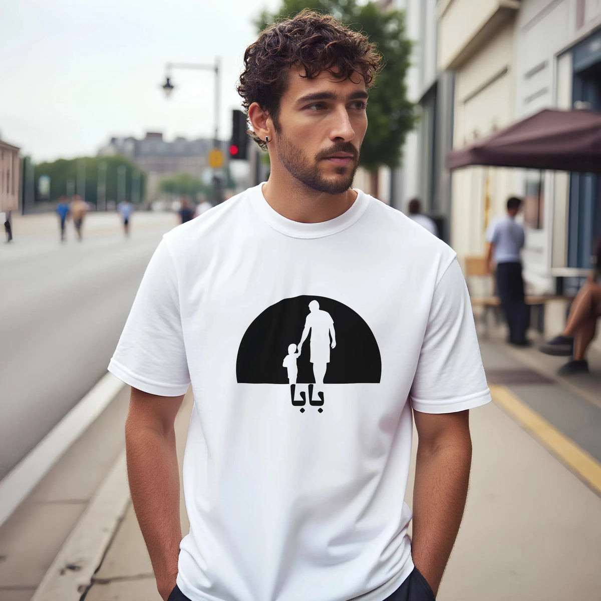 Retro Sunset Graphic Arabic Tee, Arabic graphic design by Cairo NYC (view 18)