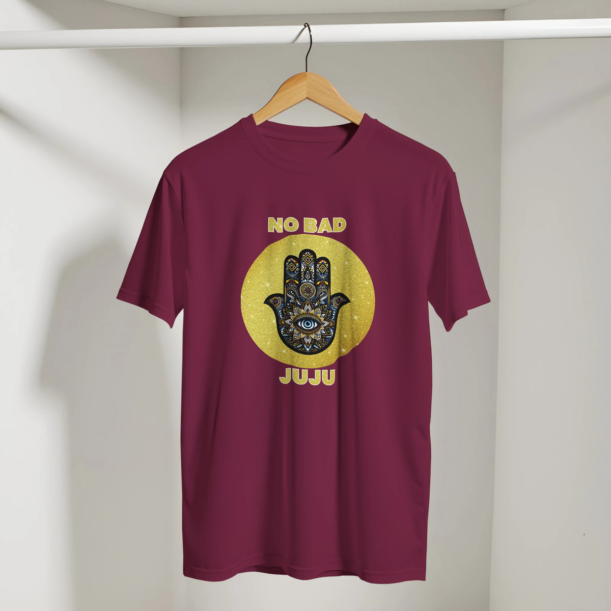 Hamsa Evil Eye Arabic Tee in Maroon, Arabic graphic design by Cairo NYC