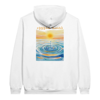 Peaceful Zen Ripple Arabic Hoodie in White, Arabic graphic design by Cairo NYC