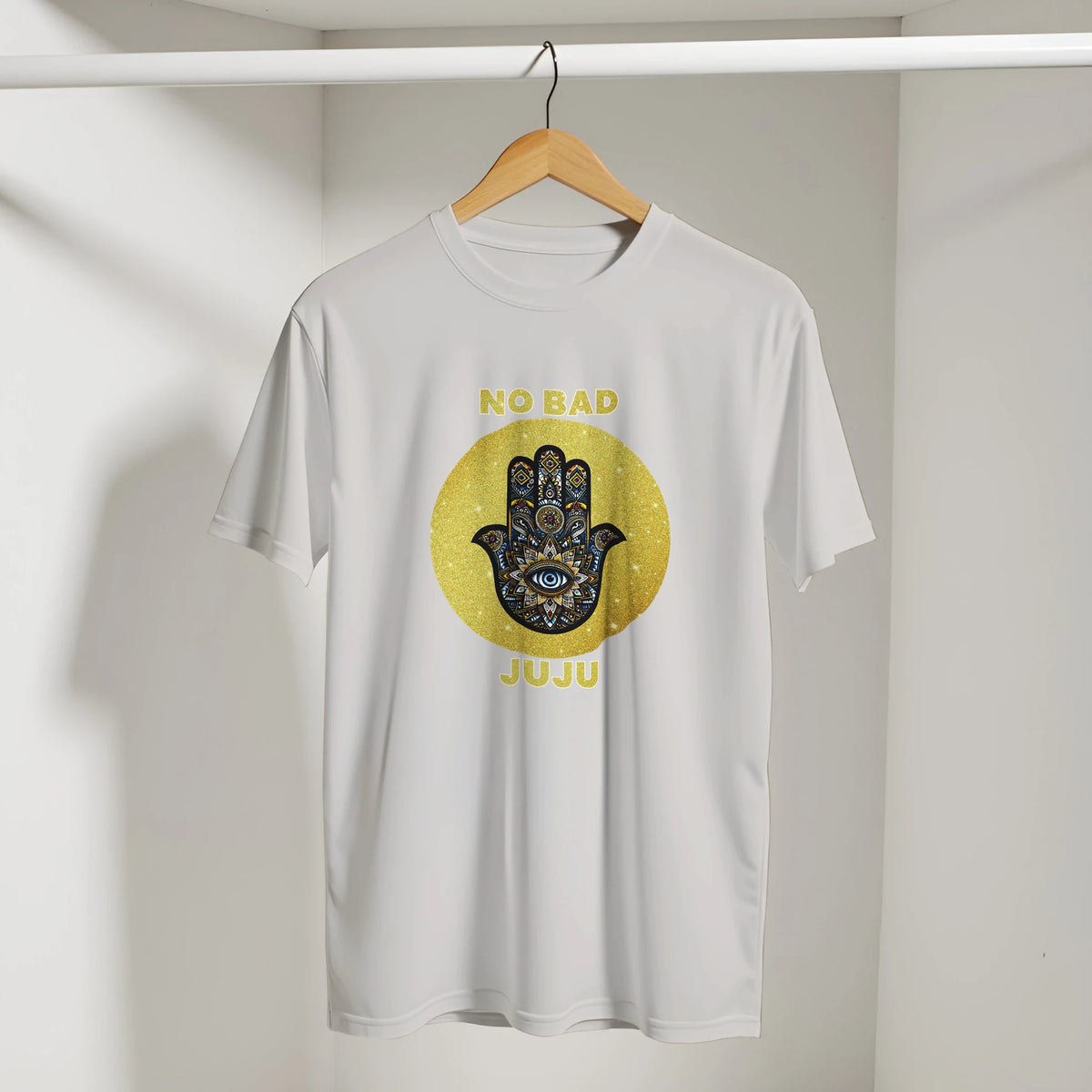 Hamsa Evil Eye Arabic Tee in Ice Grey, Arabic graphic design by Cairo NYC