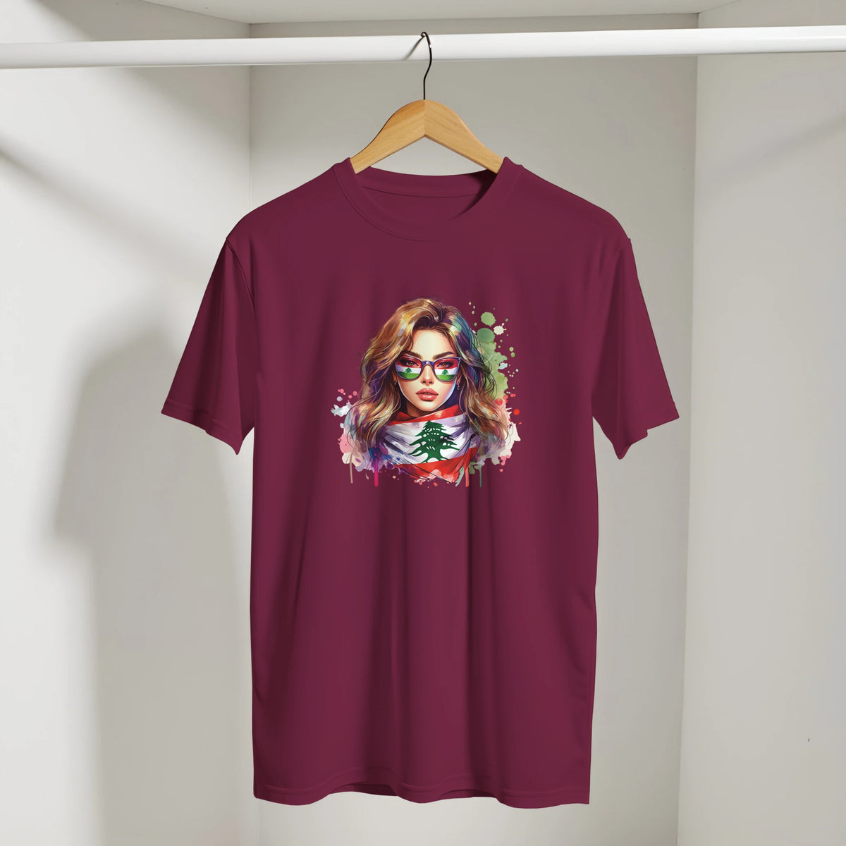 Lebanese Cedar Vintage Tee in Maroon, Arabic graphic design by Cairo NYC