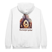 Nostalgic Oud Serenade Hoodie in White, Arabic graphic design by Cairo NYC