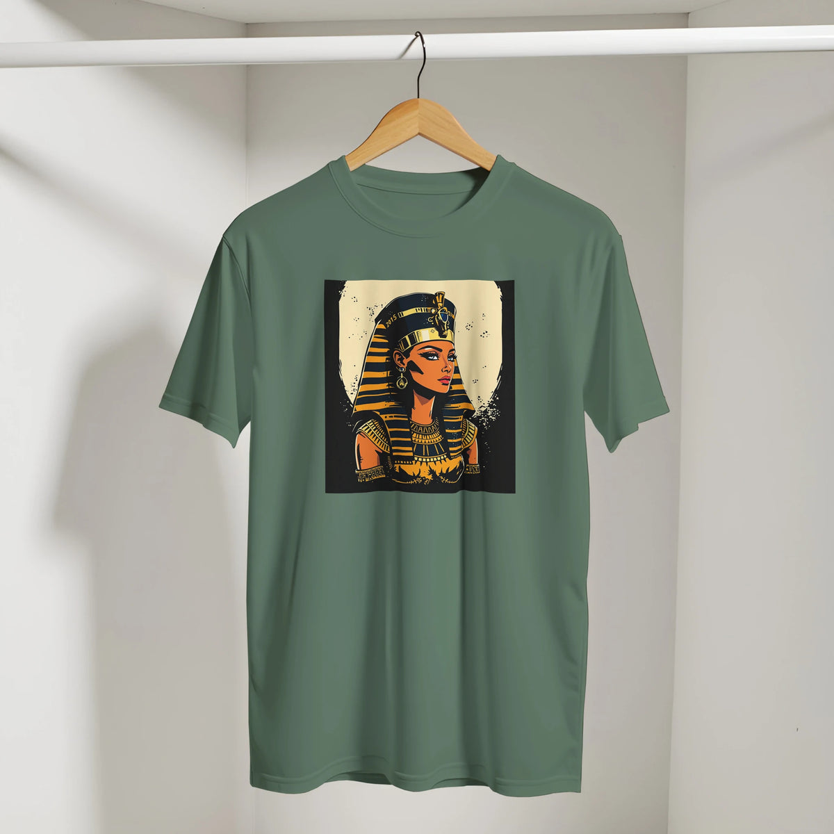 Egyptian Queen Retro Arabic Tee in Military Green, Arabic graphic design by Cairo NYC