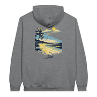 Retro Beach Sunset Hoodie in Sport Grey, Arabic graphic design by Cairo NYC