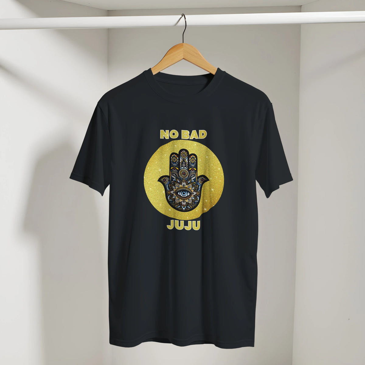 Hamsa Evil Eye Arabic Tee in Black, Arabic graphic design by Cairo NYC