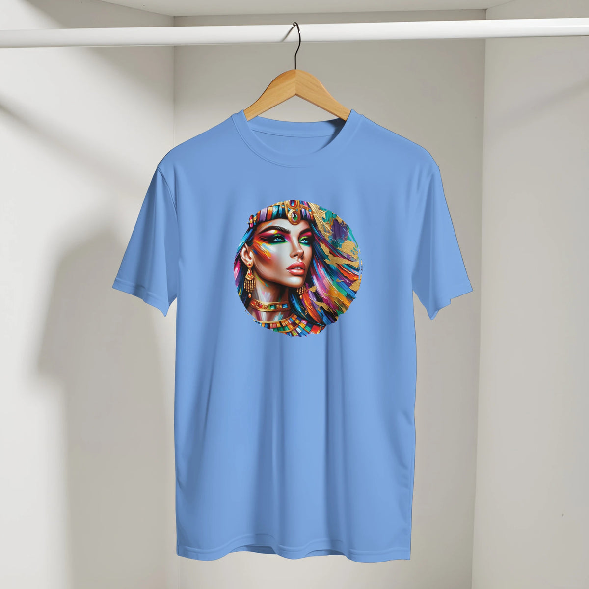 Cleopatra Arabic Tee in Carolina Blue, Arabic graphic design by Cairo NYC
