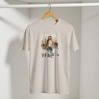 Soulful Cityscape Cairo Tee in Sand, Arabic graphic design by Cairo NYC