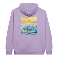 Peaceful Zen Ripple Arabic Hoodie in Orchid, Arabic graphic design by Cairo NYC