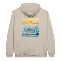 Peaceful Zen Ripple Arabic Hoodie in Sand, Arabic graphic design by Cairo NYC