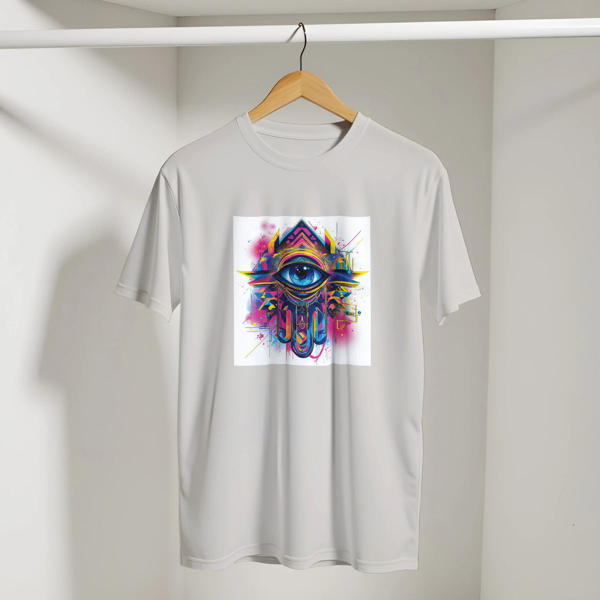 Hamsa Hand and Eye Arabic Tee, Arabic graphic design by Cairo NYC (view 11)
