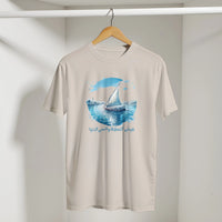 Nile Felucca Arabic Tee in Sand, Arabic graphic design by Cairo NYC