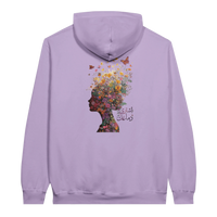 Floral Fantasy Head Profile Hoodie in Orchid, Arabic graphic design by Cairo NYC