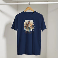 Soulful Cityscape Cairo Tee in Navy, Arabic graphic design by Cairo NYC