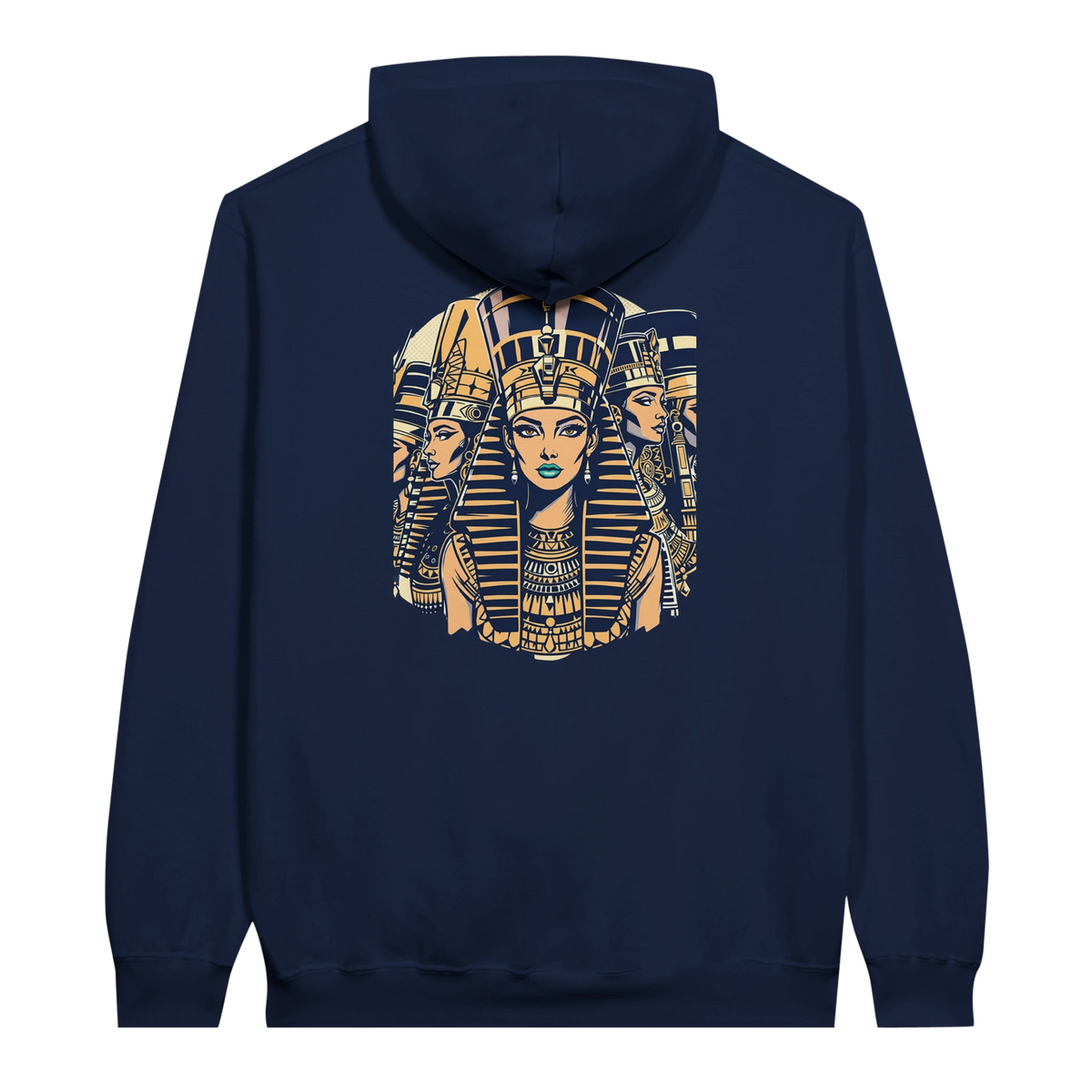 Ancient Egypt Queens hoodie in Navy, Arabic graphic design by Cairo NYC