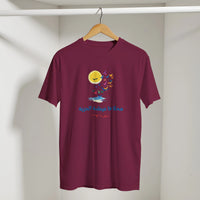 Sunset Flight Edition Arabic Tee in Maroon, Arabic graphic design by Cairo NYC