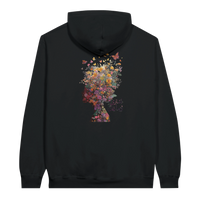 Floral Fantasy Head Profile Hoodie in Black, Arabic graphic design by Cairo NYC